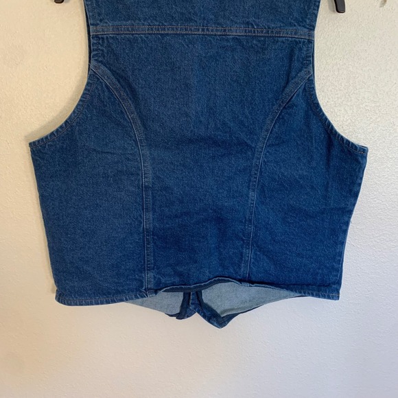 Wrangler Denim Vest Womens L/XL Blue V Neck Button Front Pockets Western Vintage - Picture 9 of 12